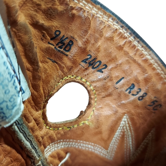 Sanders Vintage Two Tone Brown Leather Handcrafted Western Boots Women's - Picture 14 of 16